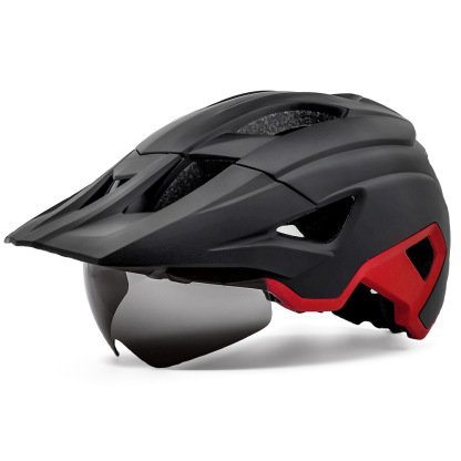 Cycling Best Adjustable MTB Helmet with LED Light, Visor & Magnetic Glasses