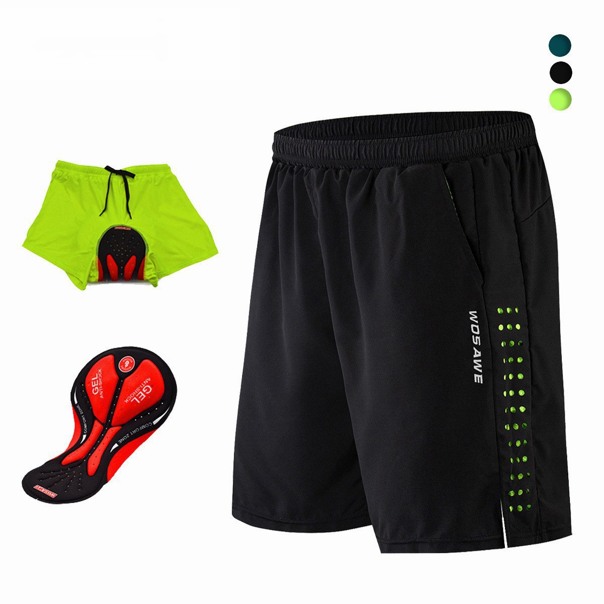 Cycling Best Men's MTB Gel-Padded Shorts with Mesh Liner 