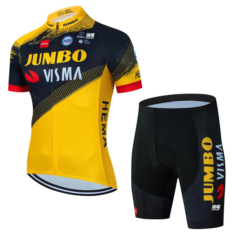 Cycling Best Men's Quick-Dry Team Visma Bike Jersey & Bib Shorts Set