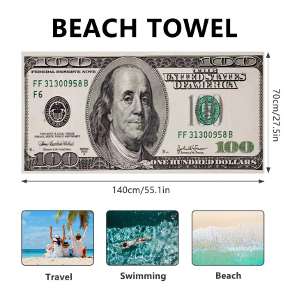 YearPeak 100 Dollar Bill Beach Towel - Large, Soft & Fun Pool Towel for Adults & Kids