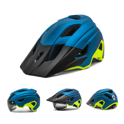 Cycling Best Adjustable MTB Helmet with LED Light, Visor & Magnetic Glasses