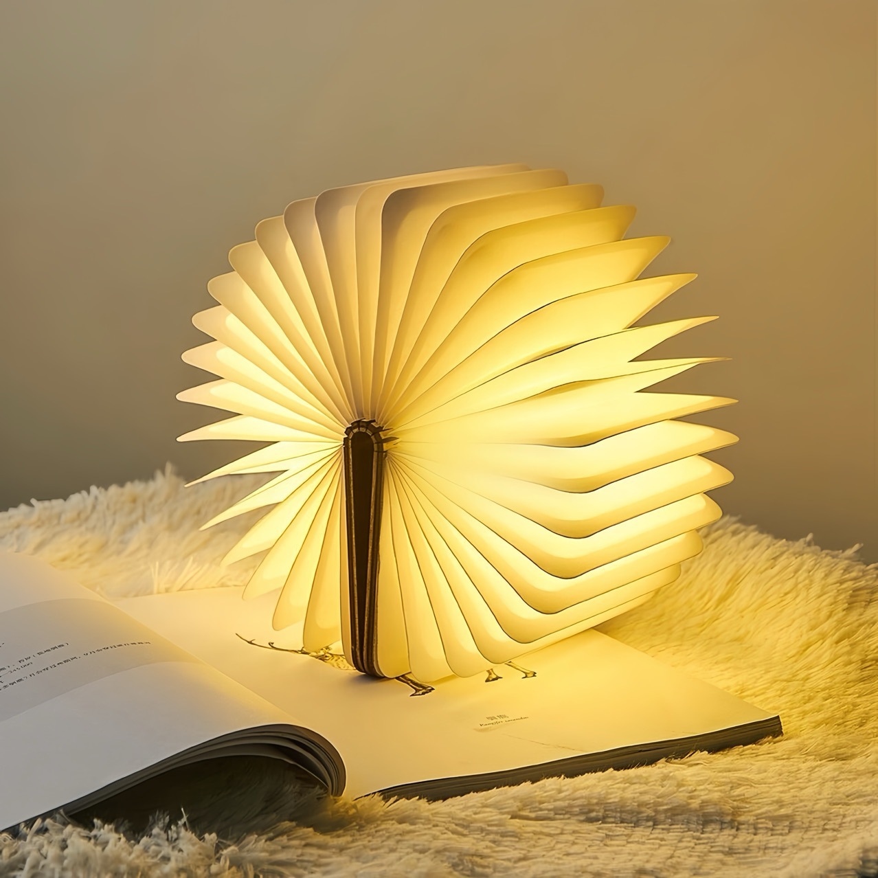 YearPeak Wooden Book Lamp - USB Rechargeable Magnetic Folding Mood Light Decor