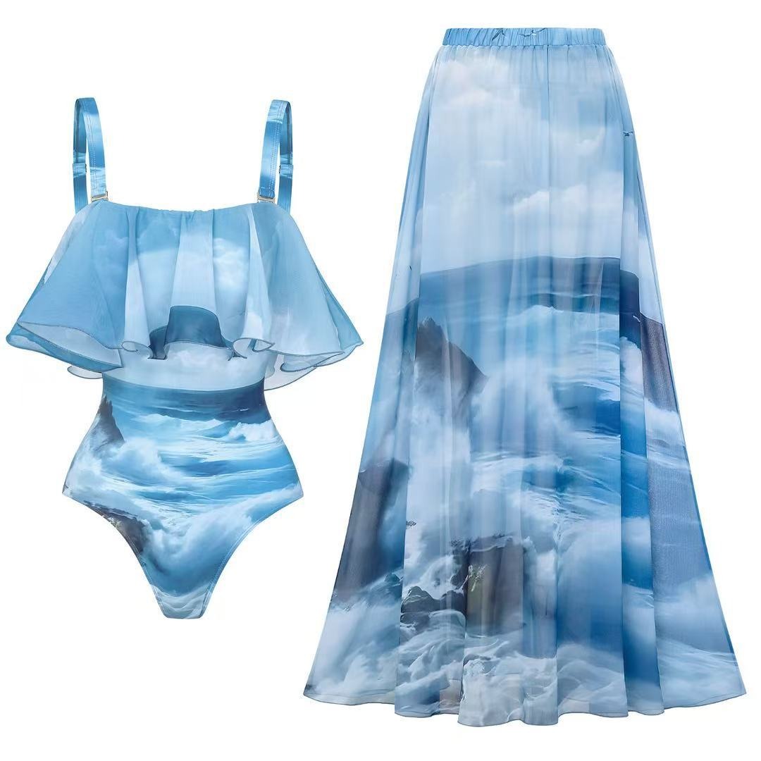 YearPeak Push-Up Bikini Set with Skirt Cover-Up -Sexy Summer Swimwear