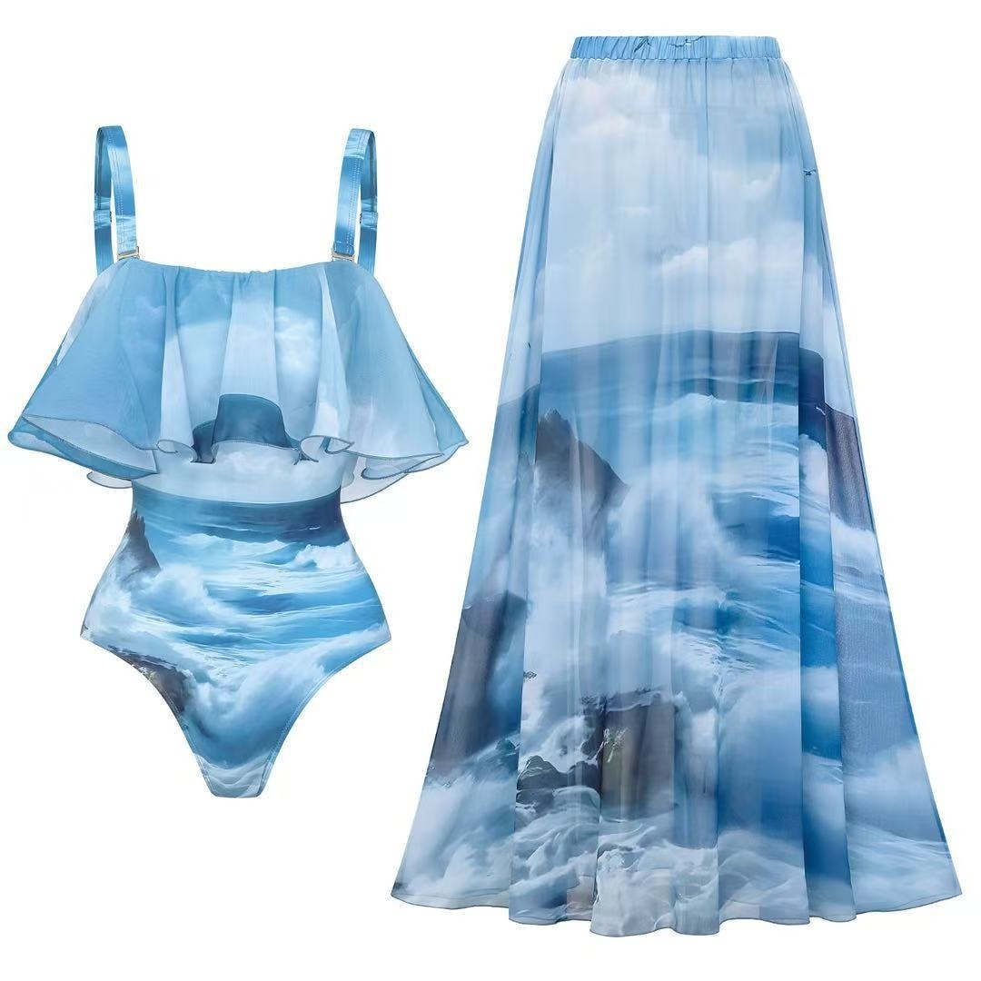 YearPeak Push-Up Bikini Set with Skirt Cover-Up -Sexy Summer Swimwear