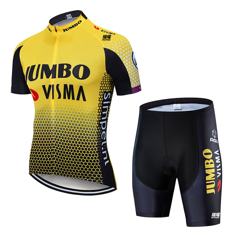 Cycling Best Men's Quick-Dry Team Visma Bike Jersey & Bib Shorts Set