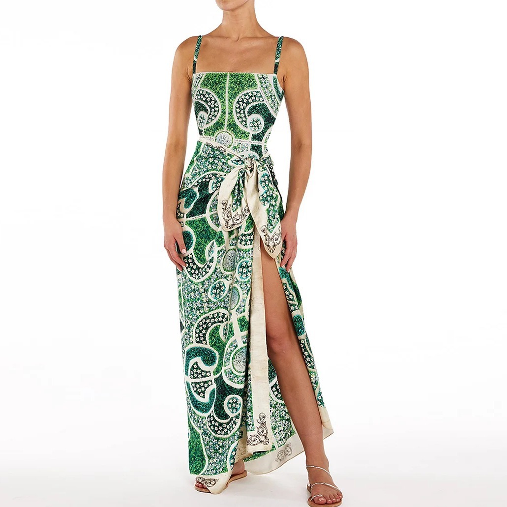 YearPeak Garden Printed One Piece Swimsuit and Sarong