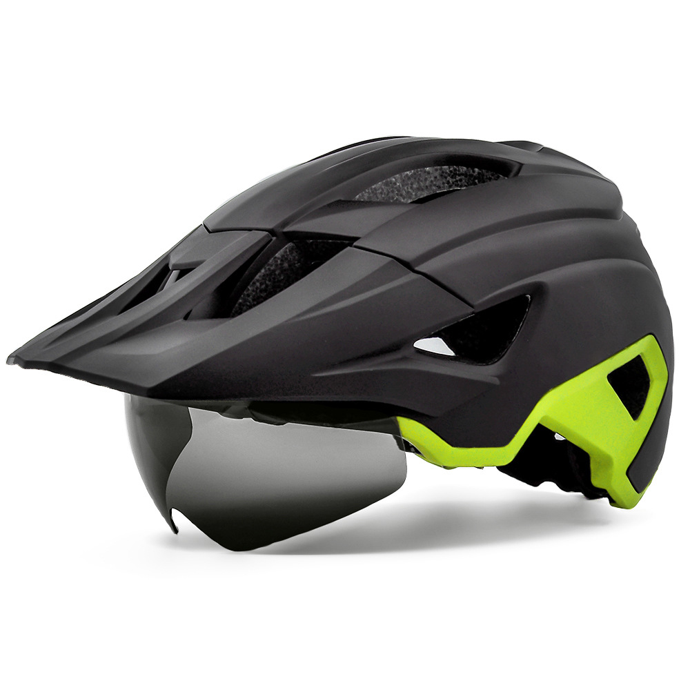 Cycling Best Adjustable MTB Helmet with LED Light, Visor & Magnetic Gl