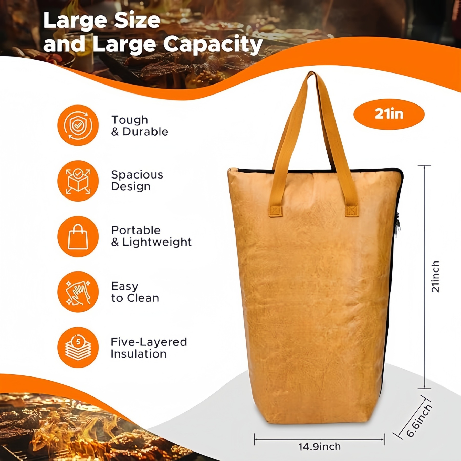 Insulated BBQ Meat Resting Bag - Reusable Mat & Blanket for Grilling, Smoking Accessories