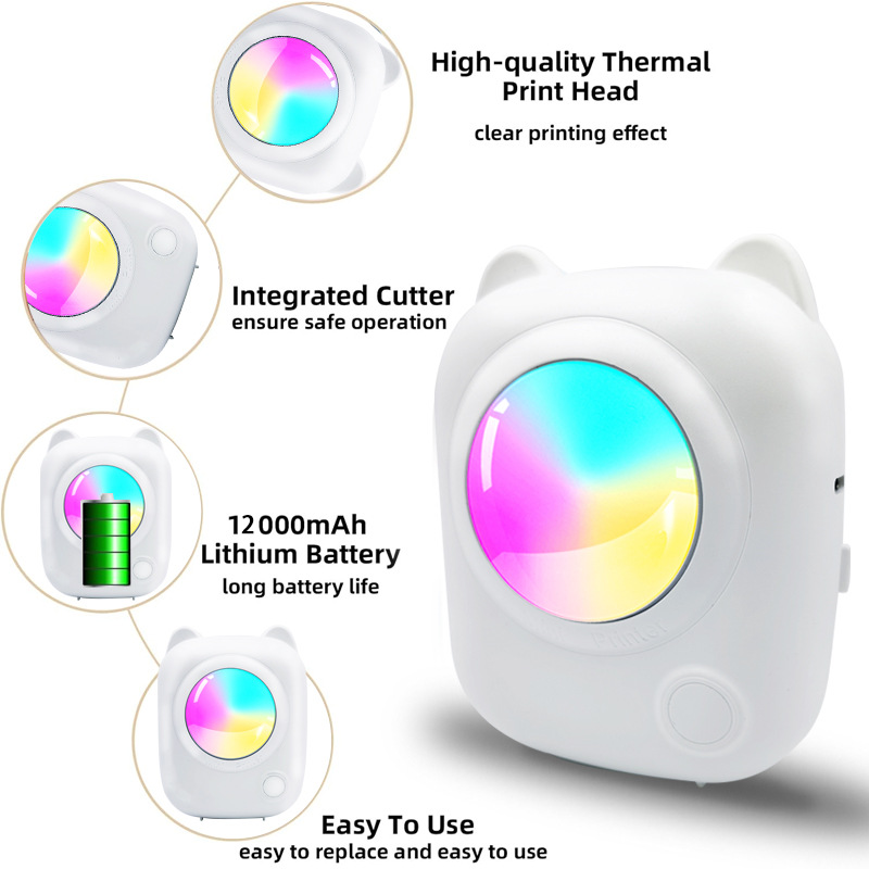 YearPeak Mini Thermal Printer - Bluetooth Sticker & Photo Printer, Inkless