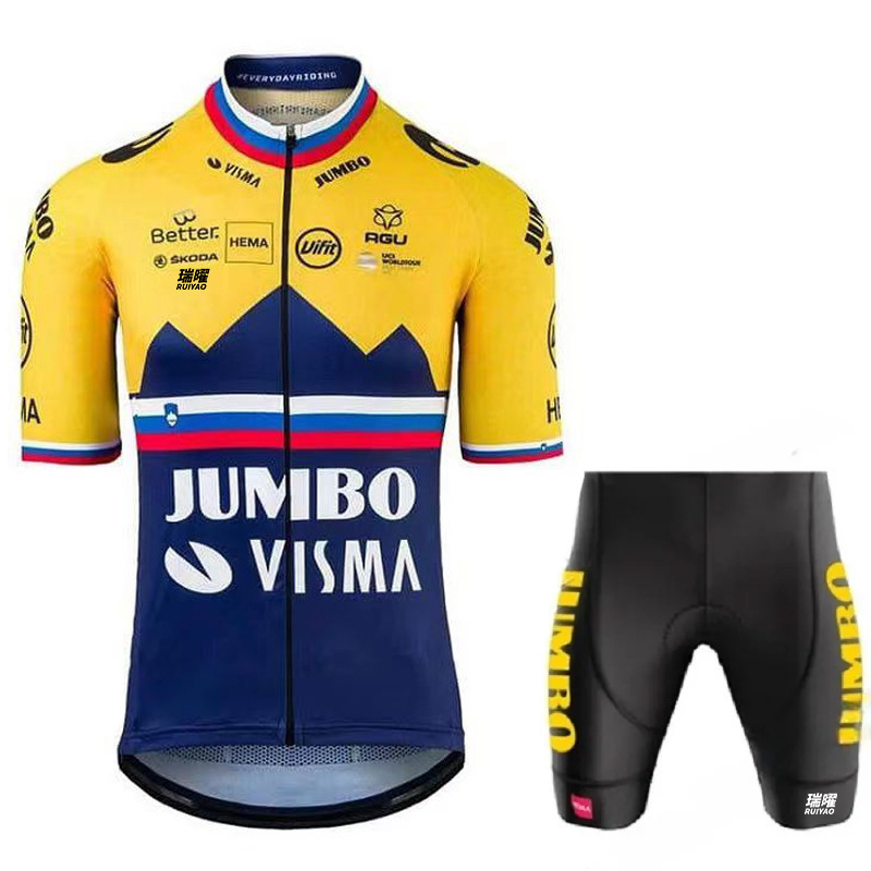 Cycling Best Men's Quick-Dry Team Visma Bike Jersey & Bib Shorts Set
