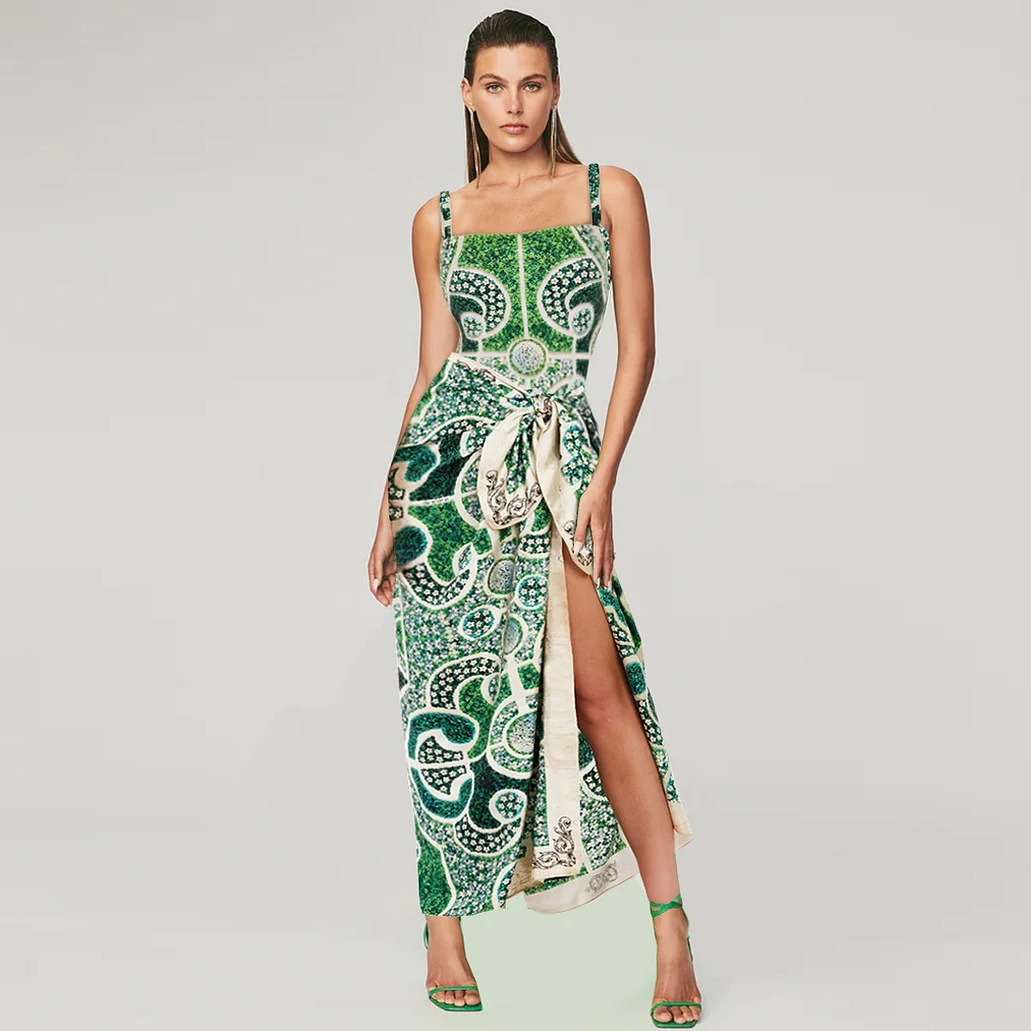 YearPeak Garden Printed One Piece Swimsuit and Sarong