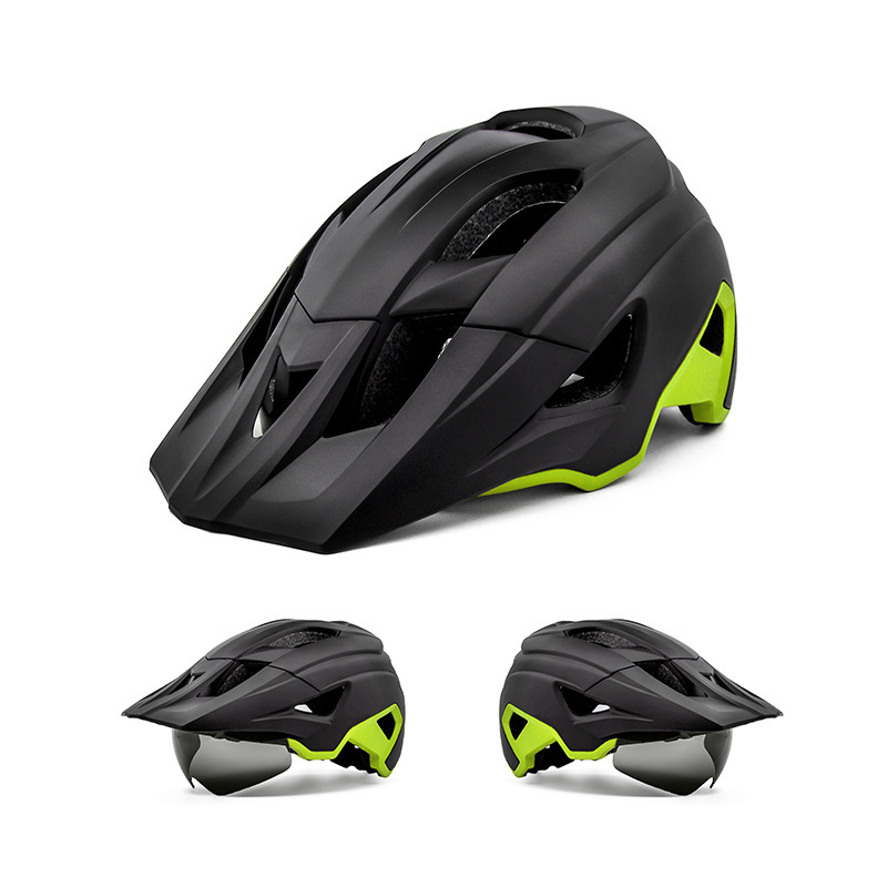 Cycling Best Adjustable MTB Helmet with LED Light, Visor & Magnetic Glasses