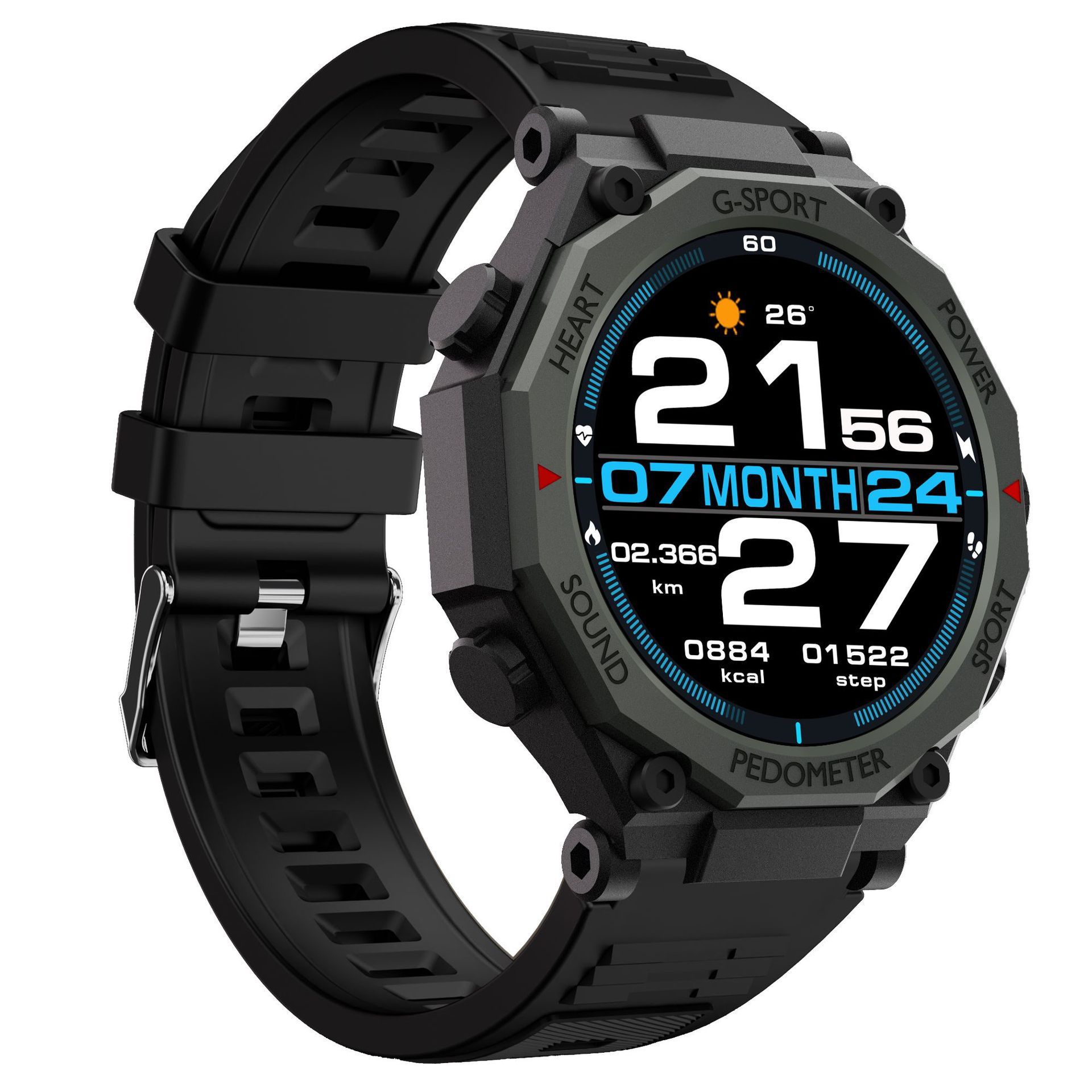 YearPeak Smart Watch for Men - 1.52" Fitness Tracker, Heart Rate Monitor, Bluetooth Calls, LED Flashlight