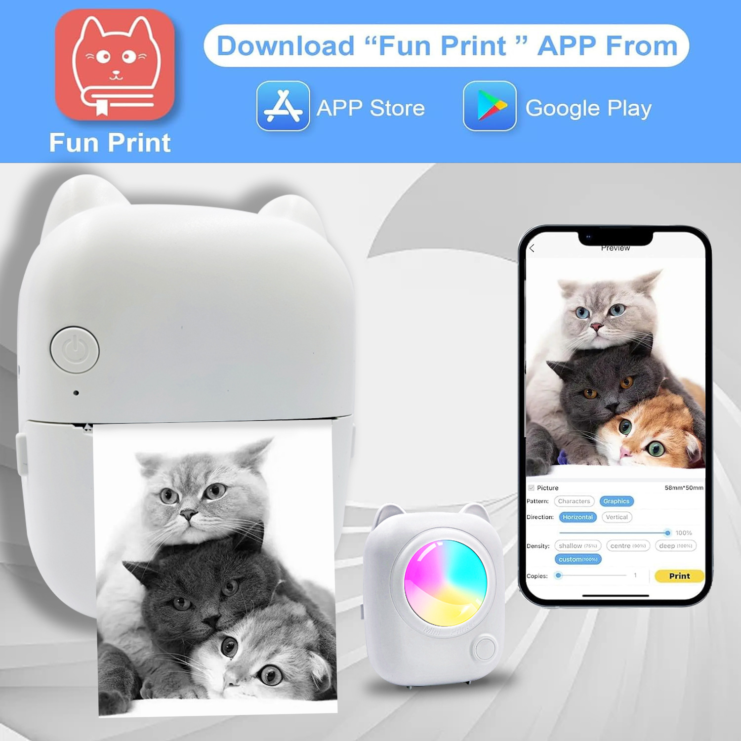 YearPeak Mini Thermal Printer - Bluetooth Sticker & Photo Printer, Inkless