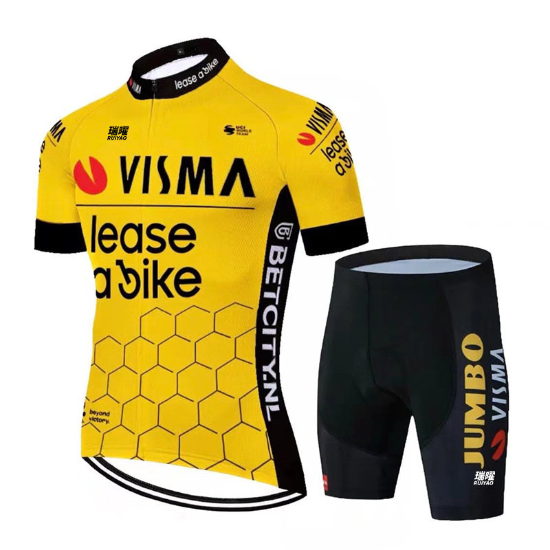 Cycling Best Men's Quick-Dry Team Visma Bike Jersey & Bib Shorts Set