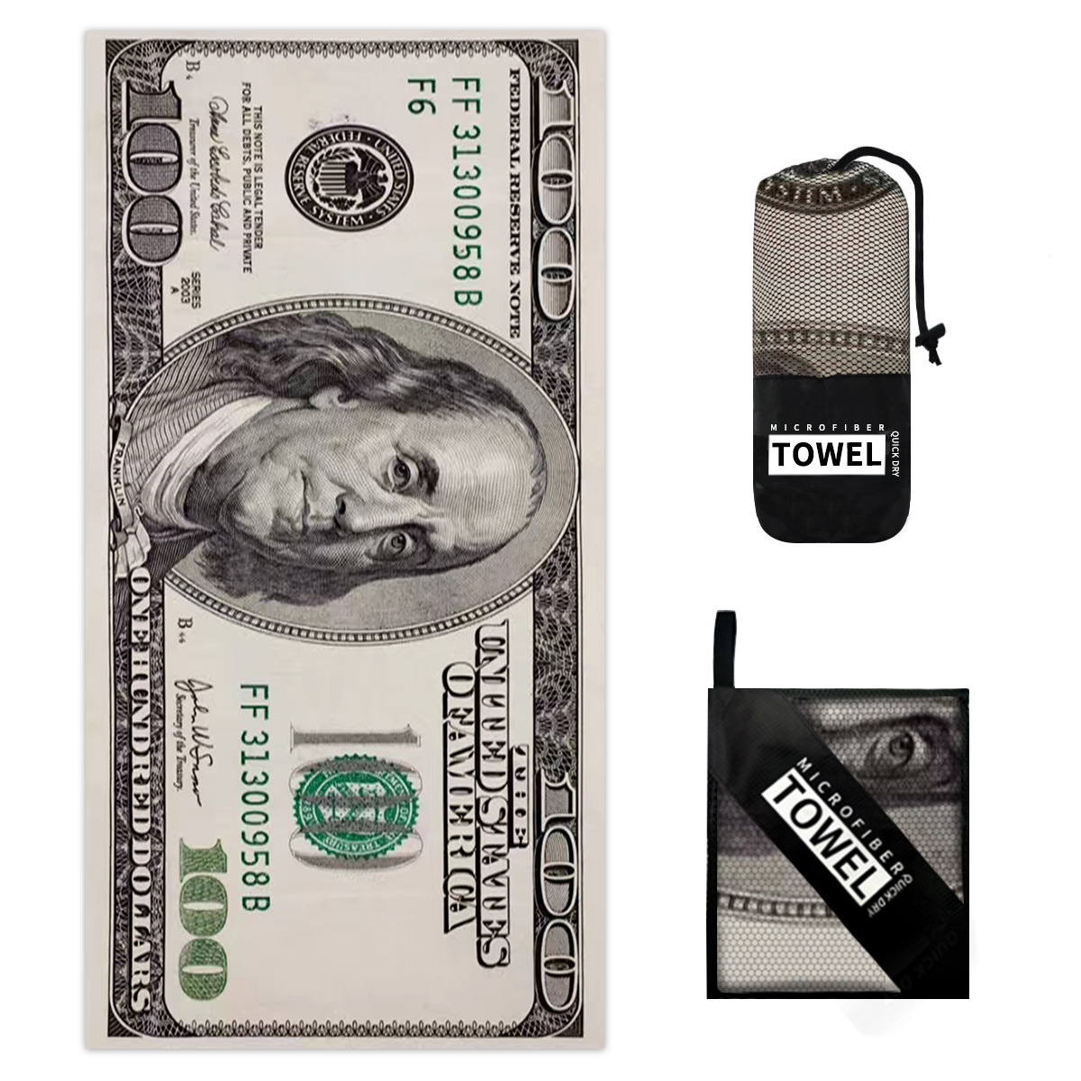 YearPeak 100 Dollar Bill Beach Towel - Large, Soft & Fun Pool Towel for Adults & Kids