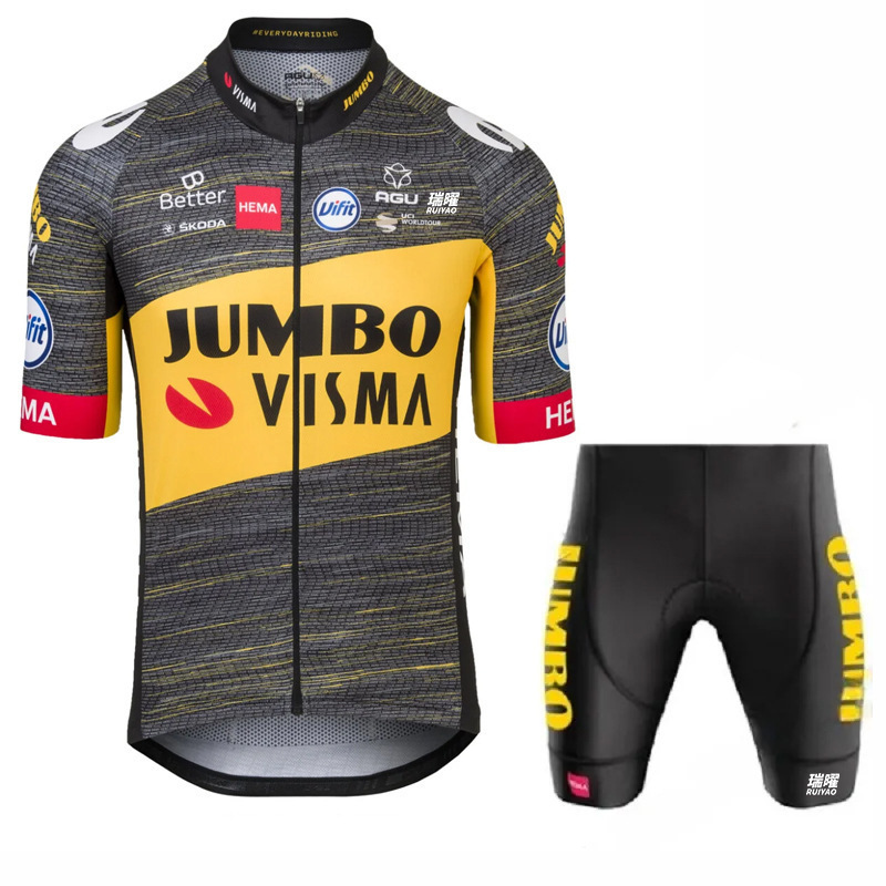 Cycling Best Men's Quick-Dry Team Visma Bike Jersey & Bib Shorts Set