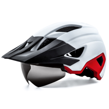 Cycling Best Adjustable MTB Helmet with LED Light, Visor & Magnetic Glasses