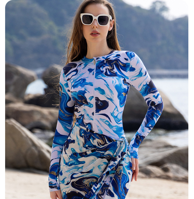 YearPeak Women's UPF50+ Zip-Front Full Coverage Rashguard Swimsuit