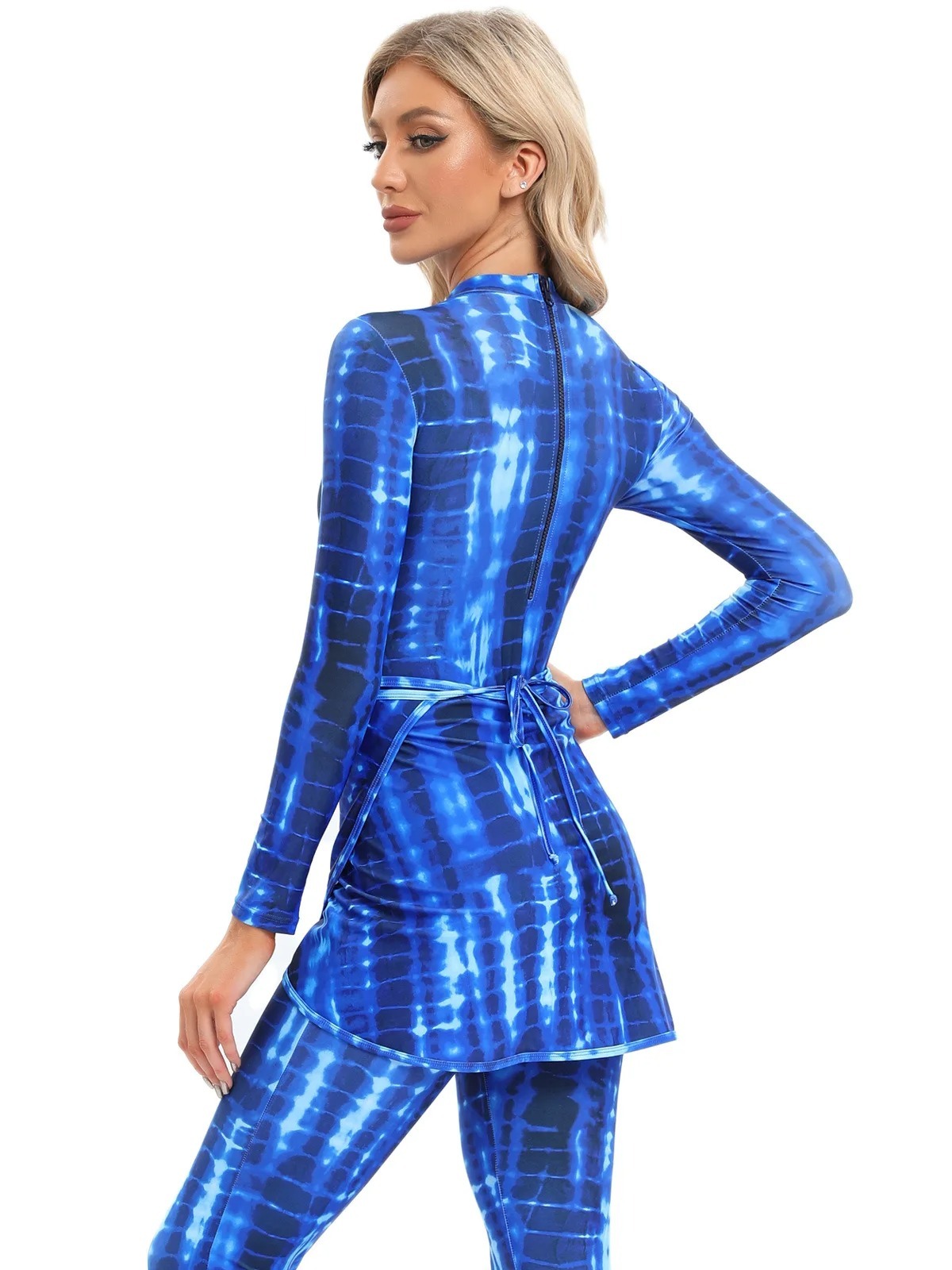 YearPeak Women's Tie-Dye Modest Burkini Set - 4PC UV Protection Swimwear