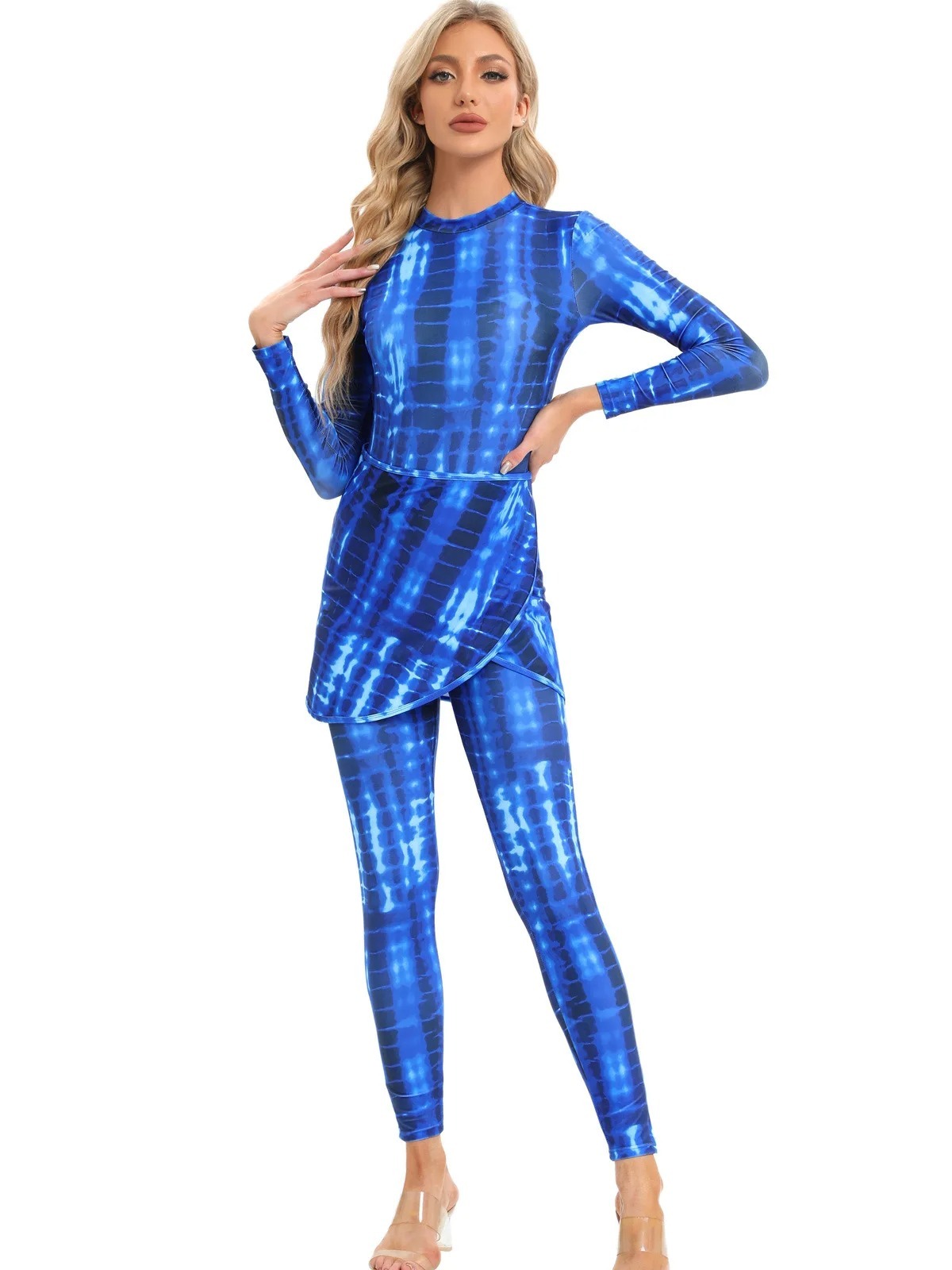 YearPeak Women's Tie-Dye Modest Burkini Set - 4PC UV Protection Swimwear