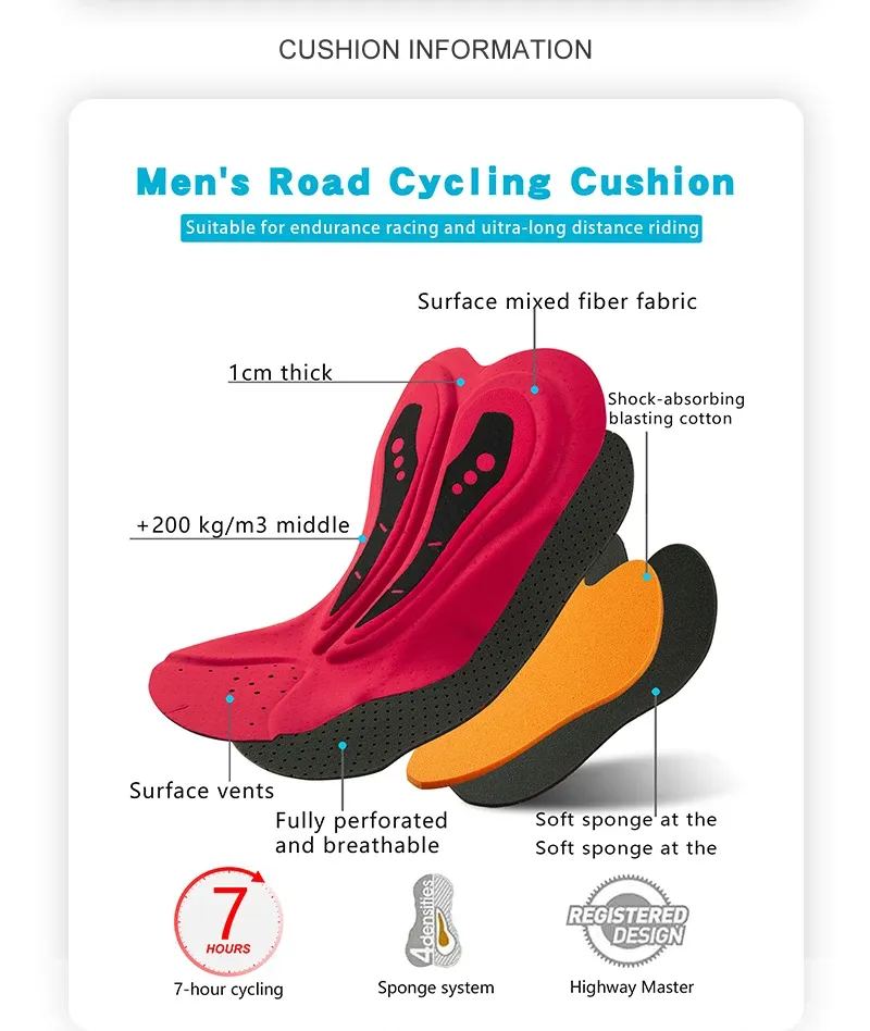 Cycling Best Men's 5D Gel Bib Shorts Side Pockets, Breathable MTB Gear