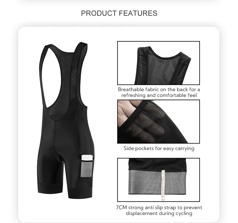Cycling Best Men's 5D Gel Bib Shorts Side Pockets, Breathable MTB Gear