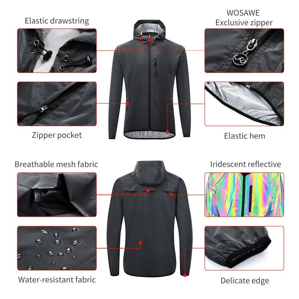 Cycling Best Reflective Windproof Jacket - Unisex Hooded Cycling Gear