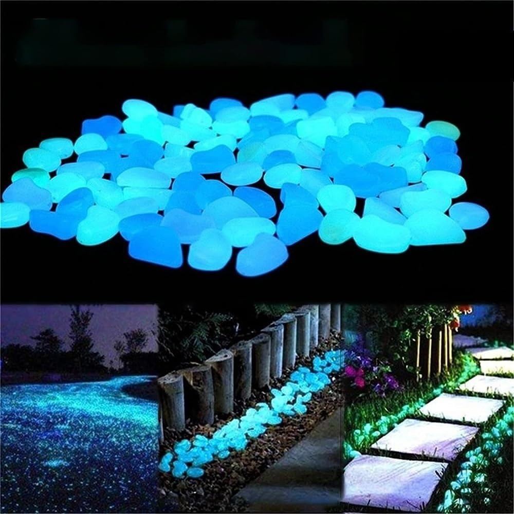 YearPeak Glow in The Dark Pebbles - 1000PCS Blue Luminous Garden Stones