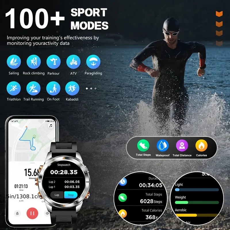 YearPeak KT80 Smartwatch: 1.46" AMOLED, Bluetooth Calls, IP68