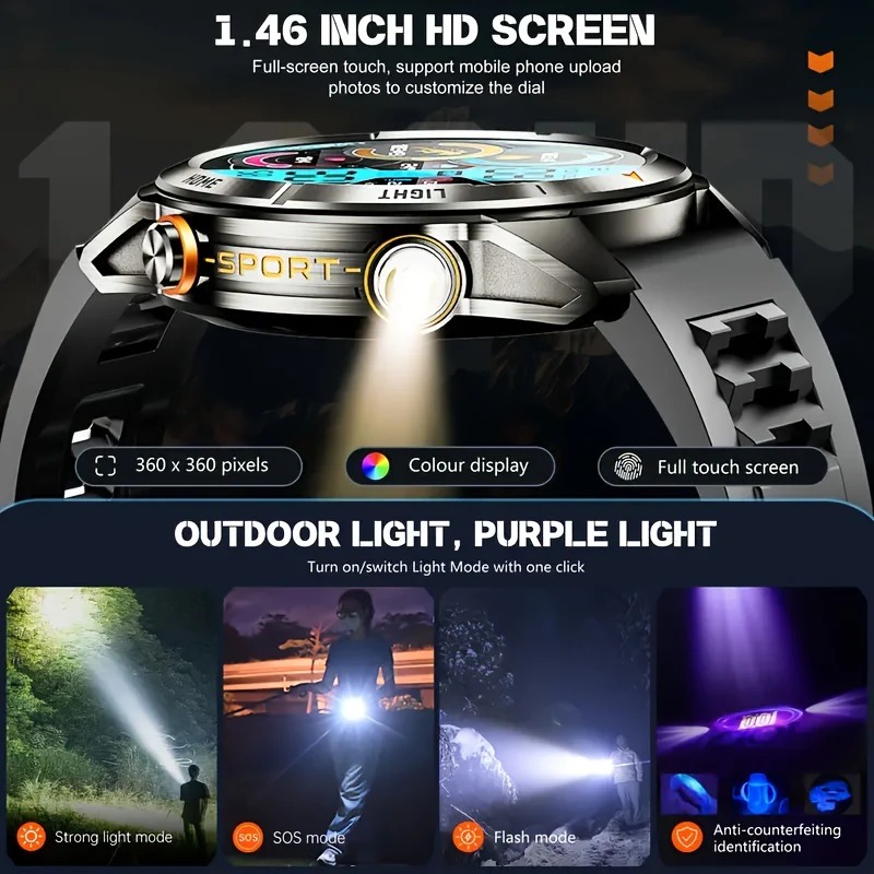 YearPeak KT80 Smartwatch: 1.46" AMOLED, Bluetooth Calls, IP68