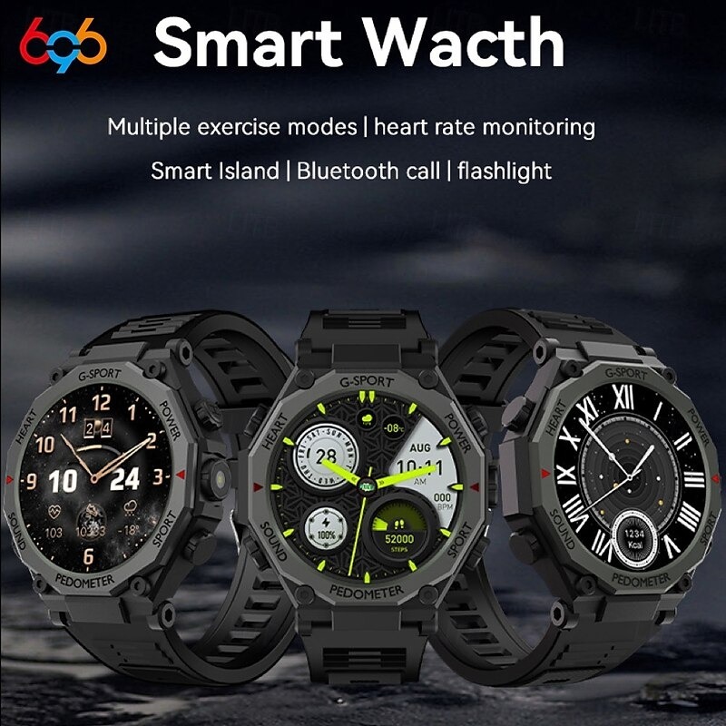 YearPeak Smart Watch for Men - 1.52" Fitness Tracker, Heart Rate Monitor, Bluetooth Calls, LED Flashlight