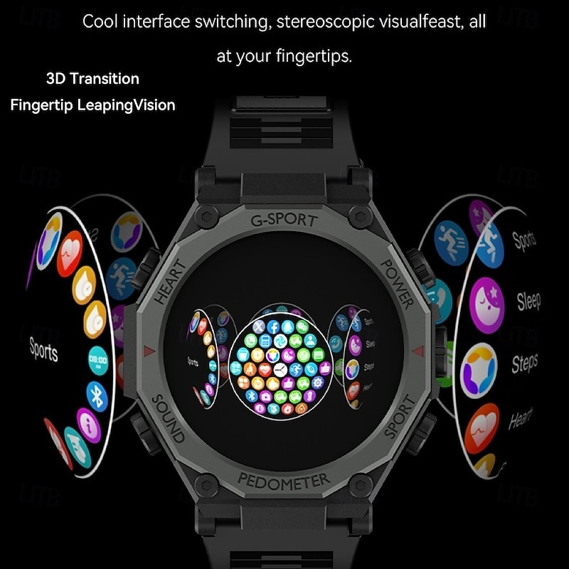 YearPeak Smart Watch for Men - 1.52" Fitness Tracker, Heart Rate Monitor, Bluetooth Calls, LED Flashlight