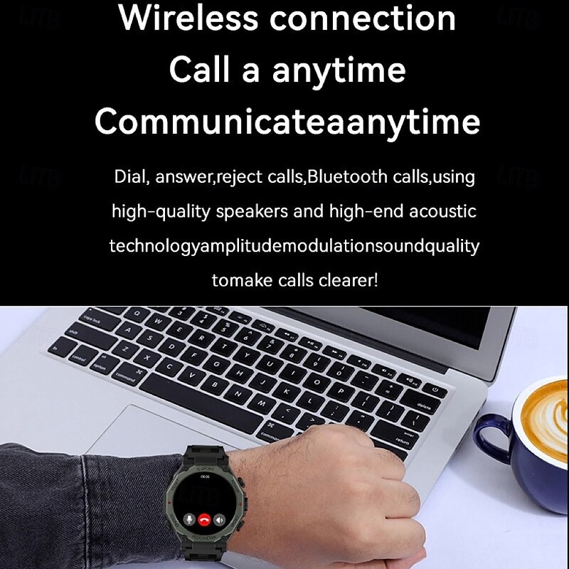 YearPeak Smart Watch for Men - 1.52" Fitness Tracker, Heart Rate Monitor, Bluetooth Calls, LED Flashlight