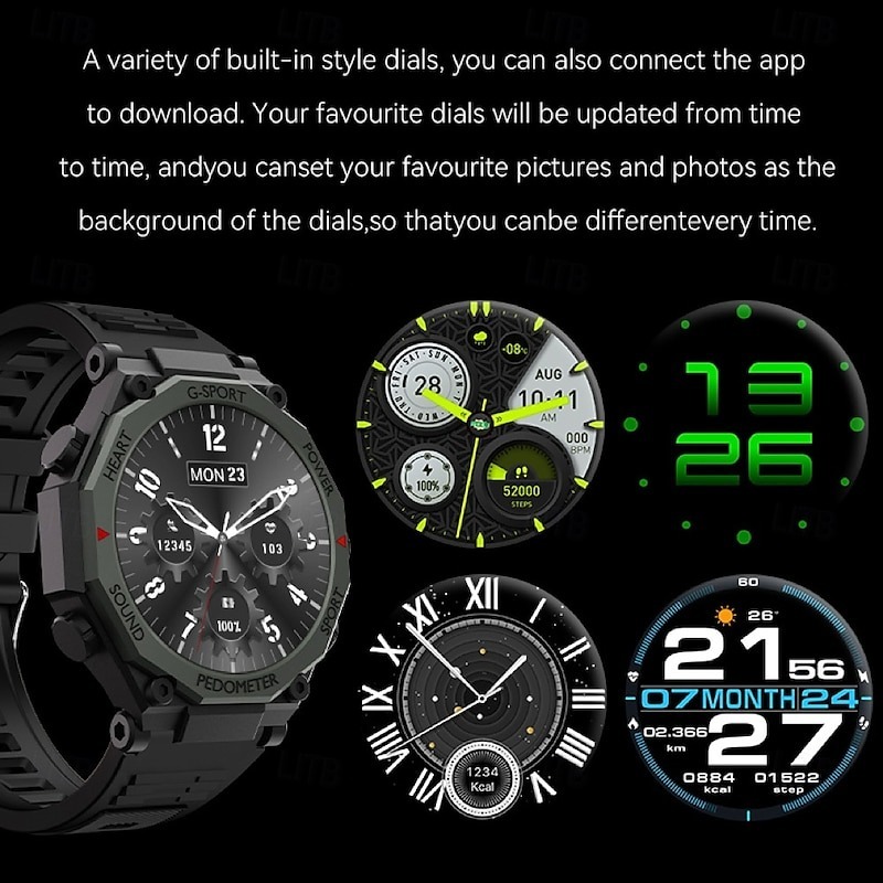 YearPeak Smart Watch for Men - 1.52" Fitness Tracker, Heart Rate Monitor, Bluetooth Calls, LED Flashlight