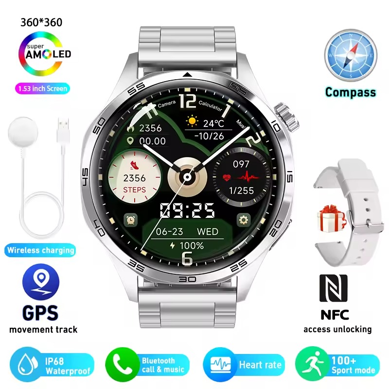 YearPeak Smartwatch - 1.53" AMOLED, Health Tracker, Bluetooth Call, Wa