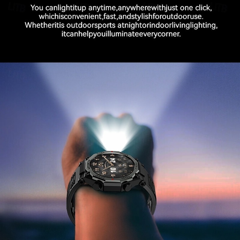 YearPeak Smart Watch for Men - 1.52" Fitness Tracker, Heart Rate Monitor, Bluetooth Calls, LED Flashlight