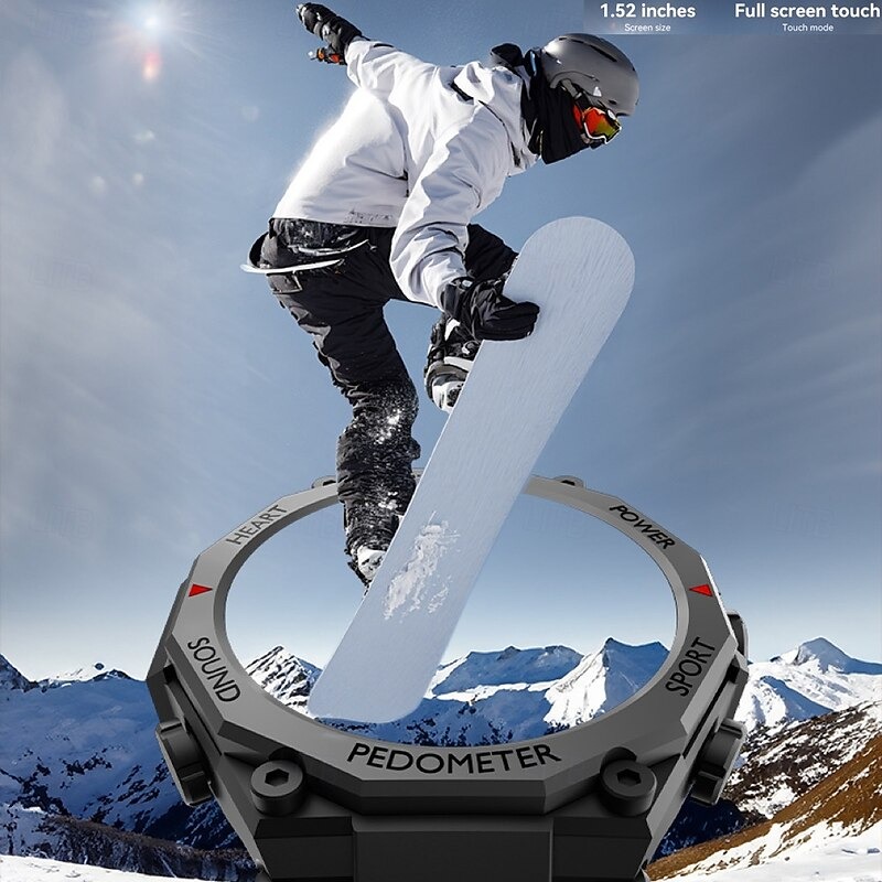 YearPeak Smart Watch for Men - 1.52" Fitness Tracker, Heart Rate Monitor, Bluetooth Calls, LED Flashlight