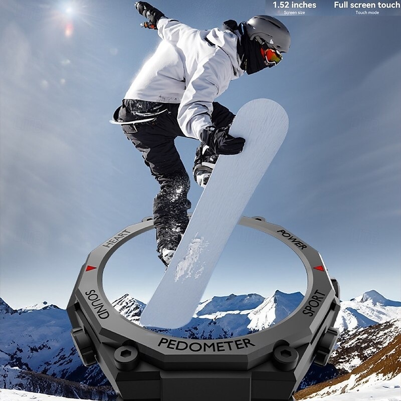 YearPeak Smart Watch for Men - 1.52" Fitness Tracker, Heart Rate Monitor, Bluetooth Calls, LED Flashlight