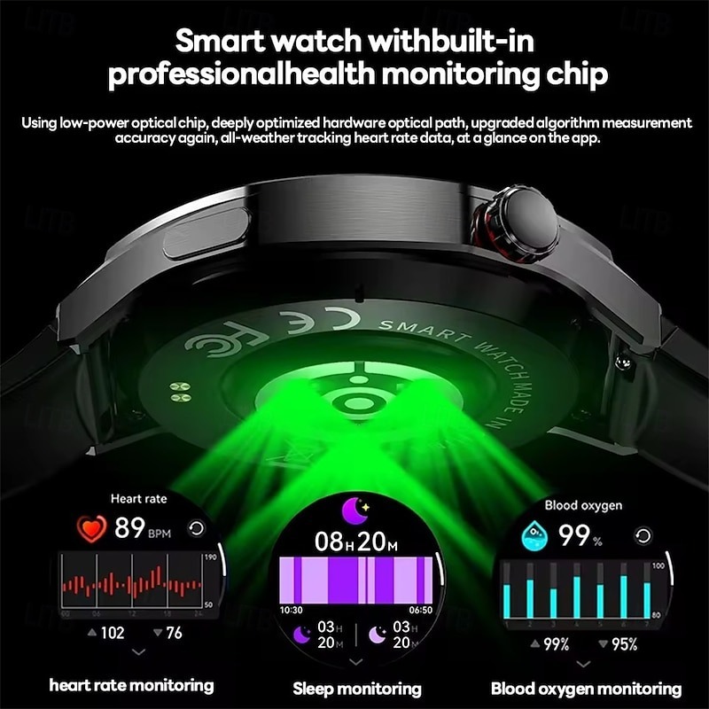 YearPeak Smartwatch - 1.53" AMOLED, Health Tracker, Bluetooth Call, Waterproof