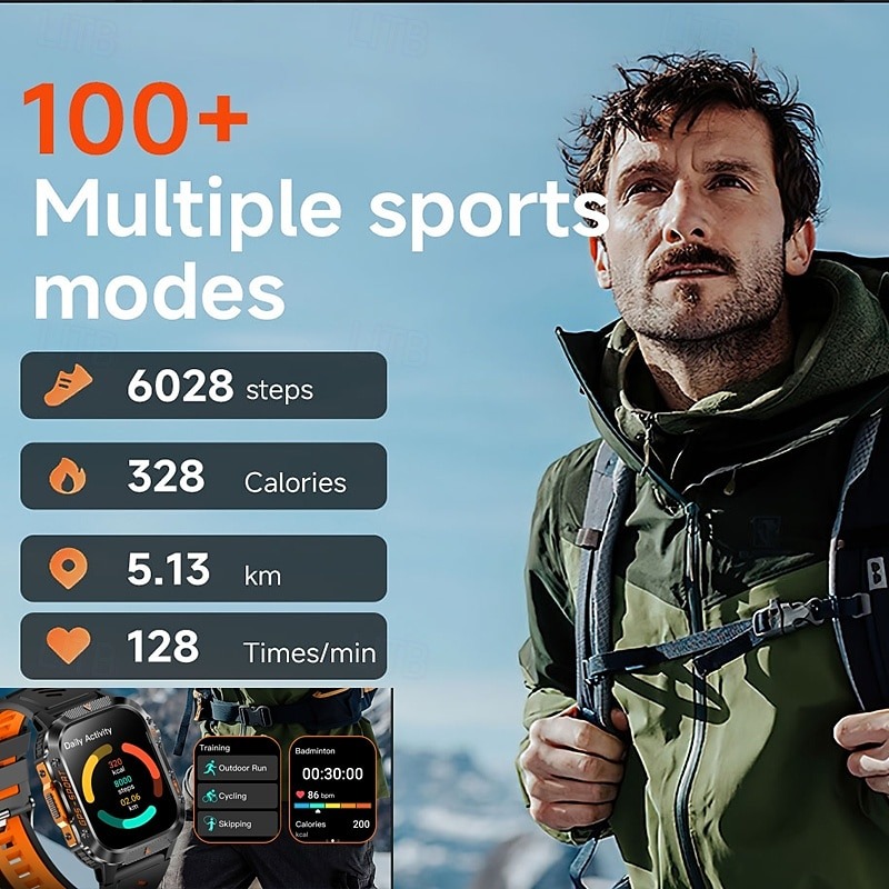 YearPeak - GPS Smart Watch - Imosi 2.01 Ultra HD, Built-in GPS, Compass, Call, 540mAh, 3ATM Waterproof