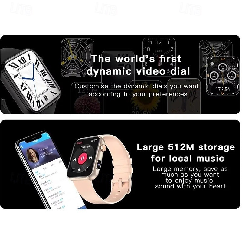 YearPeak Smartwatch – Bluetooth Smart Watch Local Music Player