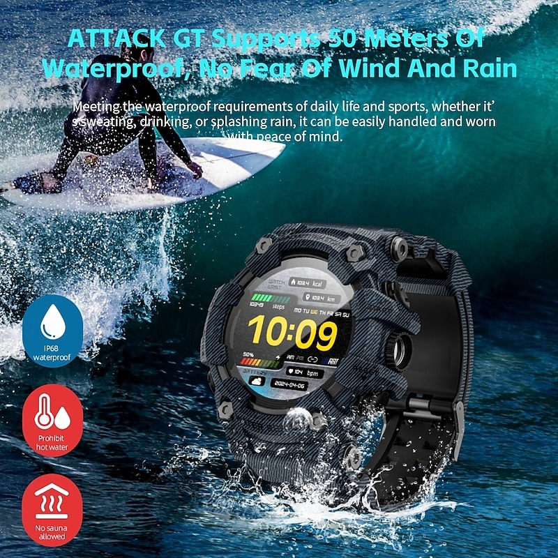 YearPeak Fitness Smartwatch - Bluetooth Running Watch with Pedometer, Sleep Tracker,  Waterproof