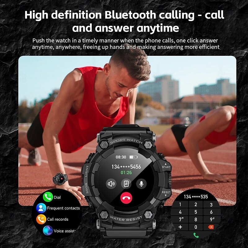 YearPeak Fitness Smartwatch - Bluetooth Running Watch with Pedometer, Sleep Tracker, Waterproof