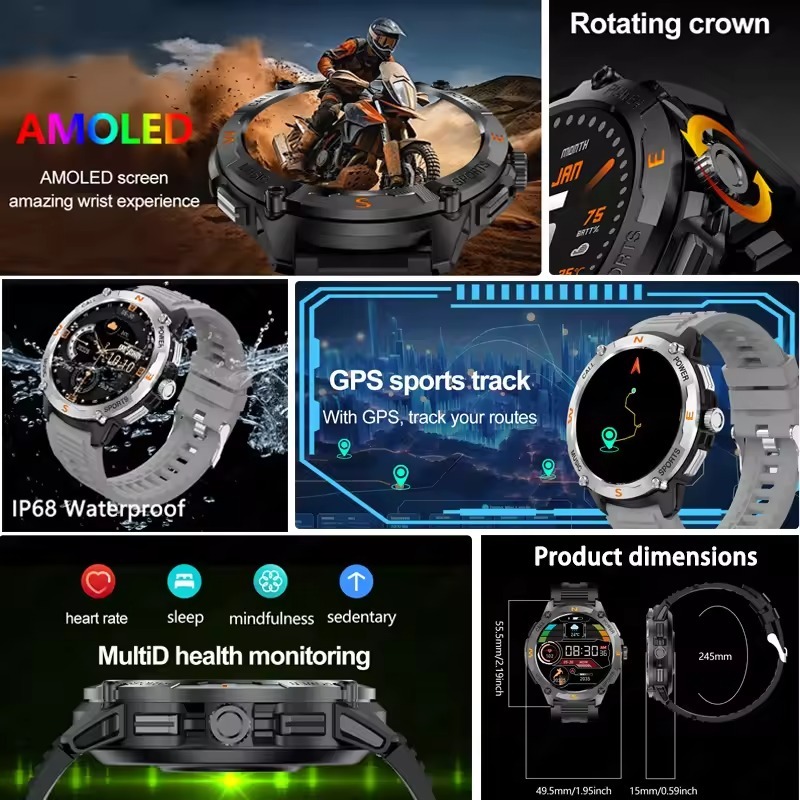 YearPeak - Smartwatch  Fitness Tracker, masculine smart watches