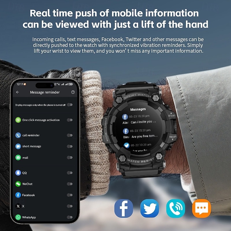 YearPeak Fitness Smartwatch - Bluetooth Running Watch with Pedometer, Sleep Tracker,  Waterproof