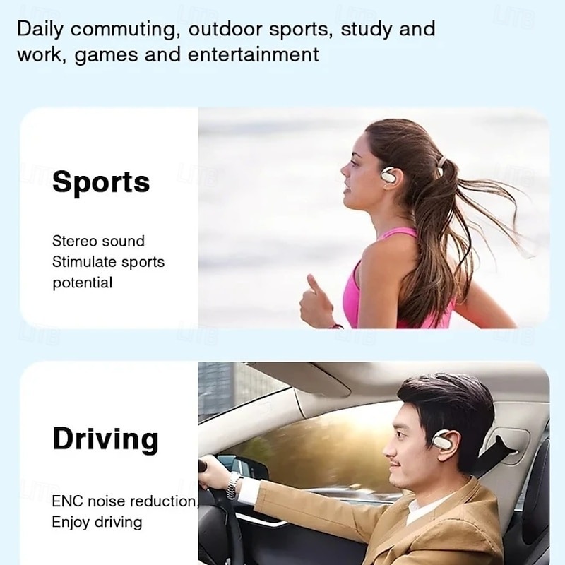 YearPeak Wireless Sports Earbuds - Bluetooth 5.1, ANC, Waterproof, Ear Hook for iOS Android