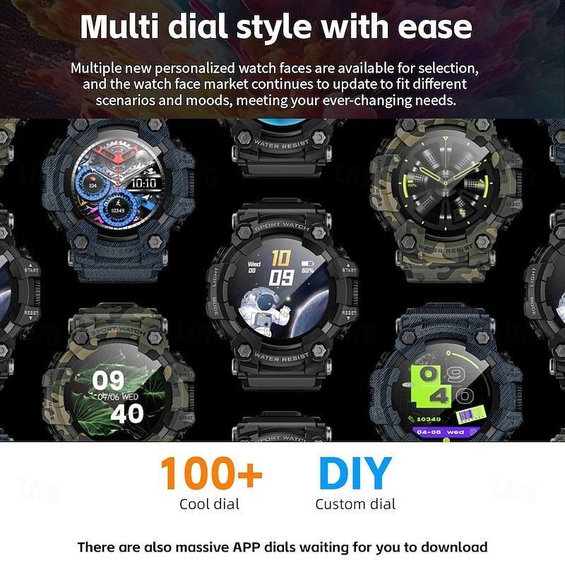 YearPeak Fitness Smartwatch - Bluetooth Running Watch with Pedometer, Sleep Tracker,  Waterproof