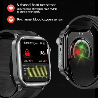YearPeak Elderly Smartwatch – ECG, Blood Oxygen, Fall Alert, Big Screen for Seniors