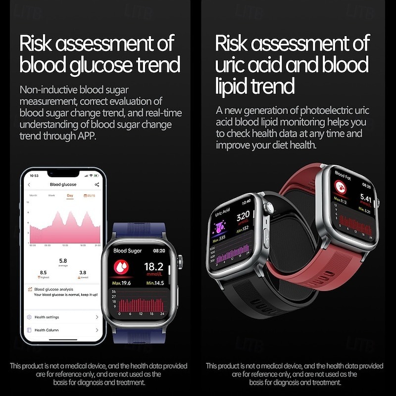 YearPeak Elderly Smartwatch – ECG, Blood Oxygen, Fall Alert, Big Screen for Seniors